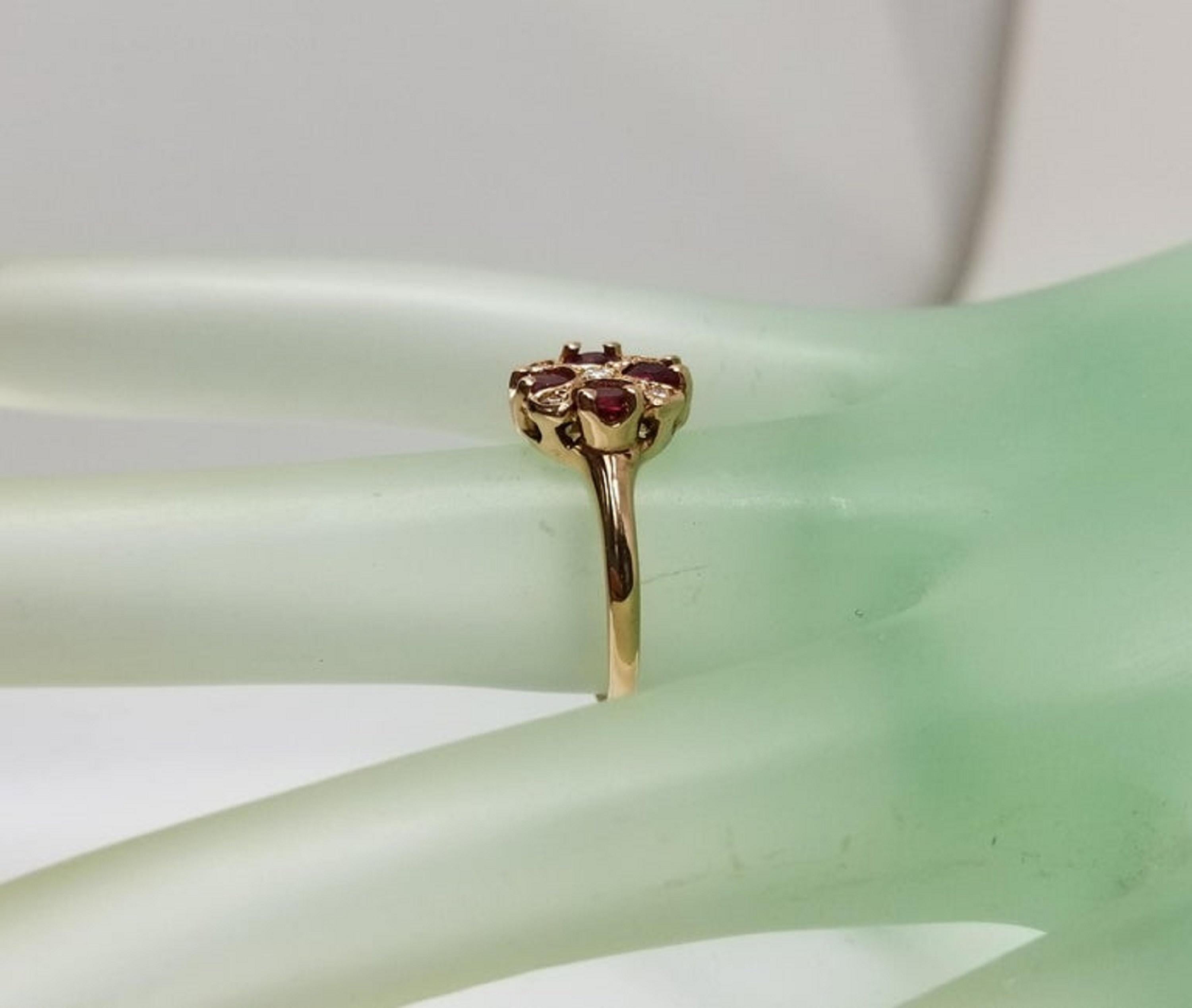 14 Karat Rose Gold Ruby and Diamond Ring Art Deco Style Ring 1