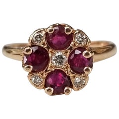 14 Karat Rose Gold Ruby and Diamond Ring "The Cindy" Art Deco Style Ring