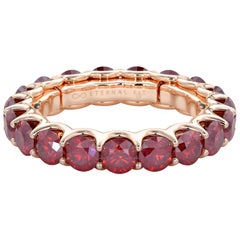14 Karat Rose Gold Ruby Eternal Fit Eternity Band Features 3.60 Carat of Red