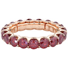 14 Karat Rose Gold Ruby Eternal Fit Eternity Band Features 3.81 Carat of Red