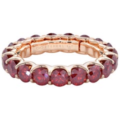 14 Karat Rose Gold Ruby Eternal Fit Eternity Band Features 4.00 Carat of Red