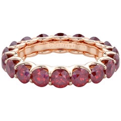 14 Karat Rose Gold Ruby Eternal Fit Eternity Band Features 4.75 Carat of Red