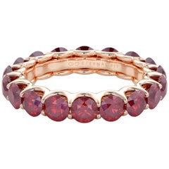 14 Karat Rose Gold Ruby Eternal Fit Eternity Band Features 5.00 Carat of Red