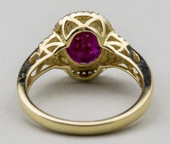 14 Karat Rose Gold Ruby Statement Ring with Diamonds