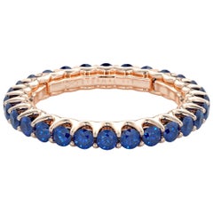 14 Karat Rose Gold Sapphire Eternal Fit Eternity Band Features 1.48 Carat