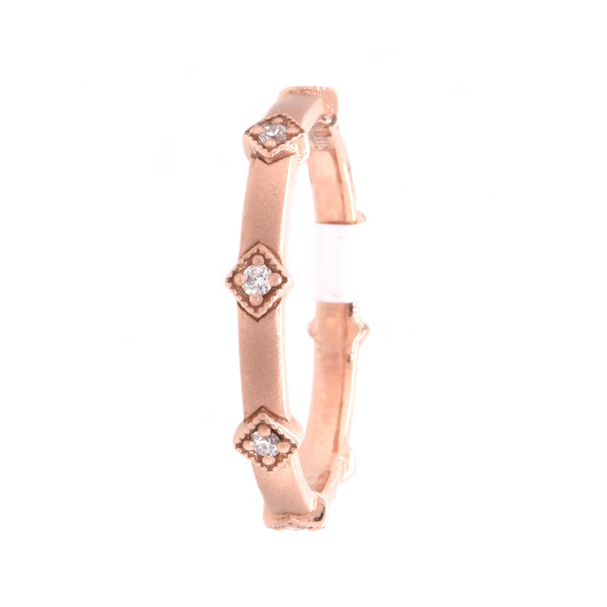 14 Karat Rose Gold Satin Finished Diamond Band In Excellent Condition For Sale In Scottsdale, AZ