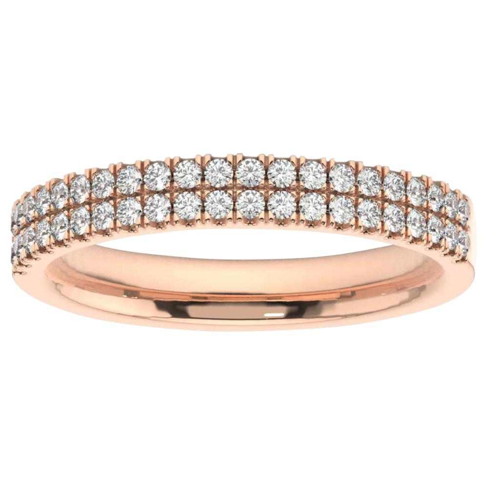 14 Karat Rose Gold Shiran Two Rows Diamond Ring '1/3 Carat' For Sale