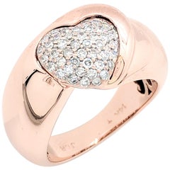 14 Karat Rose Gold Single Cut Diamond Heart Right Hand Ring