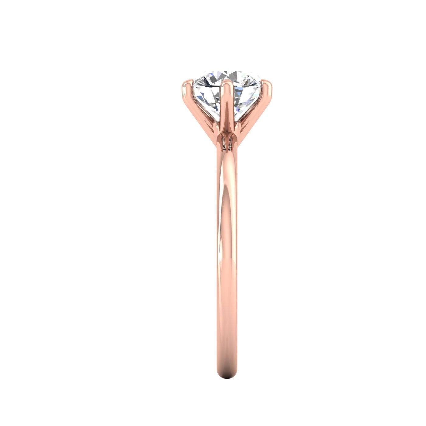 For Sale:  14 Karat Rose Gold Six Prong Solitaire 1 Carat Round Brilliant Diamond I SI2 GIA 3