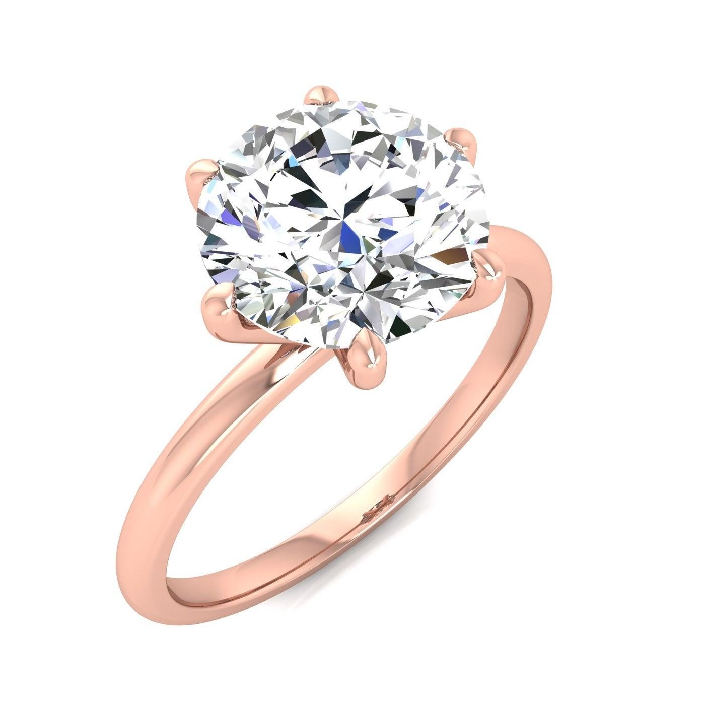 For Sale:  14 Karat Rose Gold Six Prong Solitaire 2 Carat Round Brilliant Diamond F VS2 GIA 4