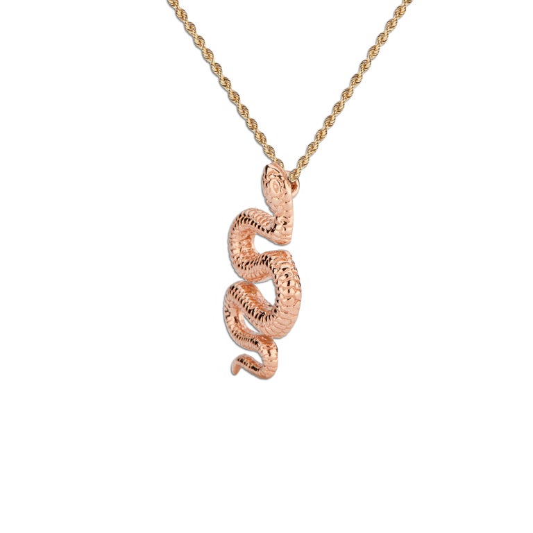 14 Karat Rose Gold Snake Pendant For Sale at 1stDibs