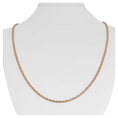 14 Karat Roségold Halskette mit massivem Diamantschliff und Seil