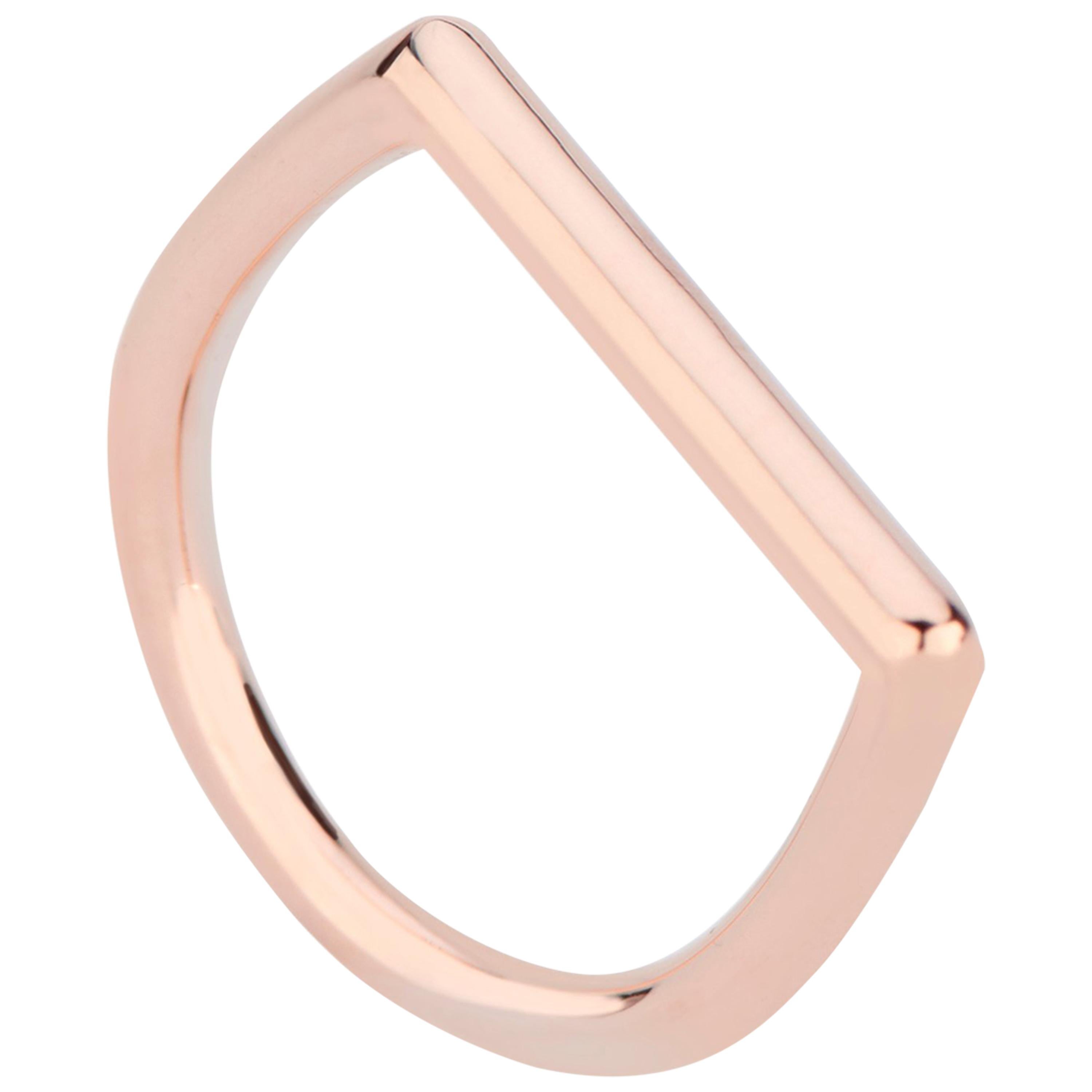 14 Karat Rose Gold Solid Stacking Square Ring For Sale