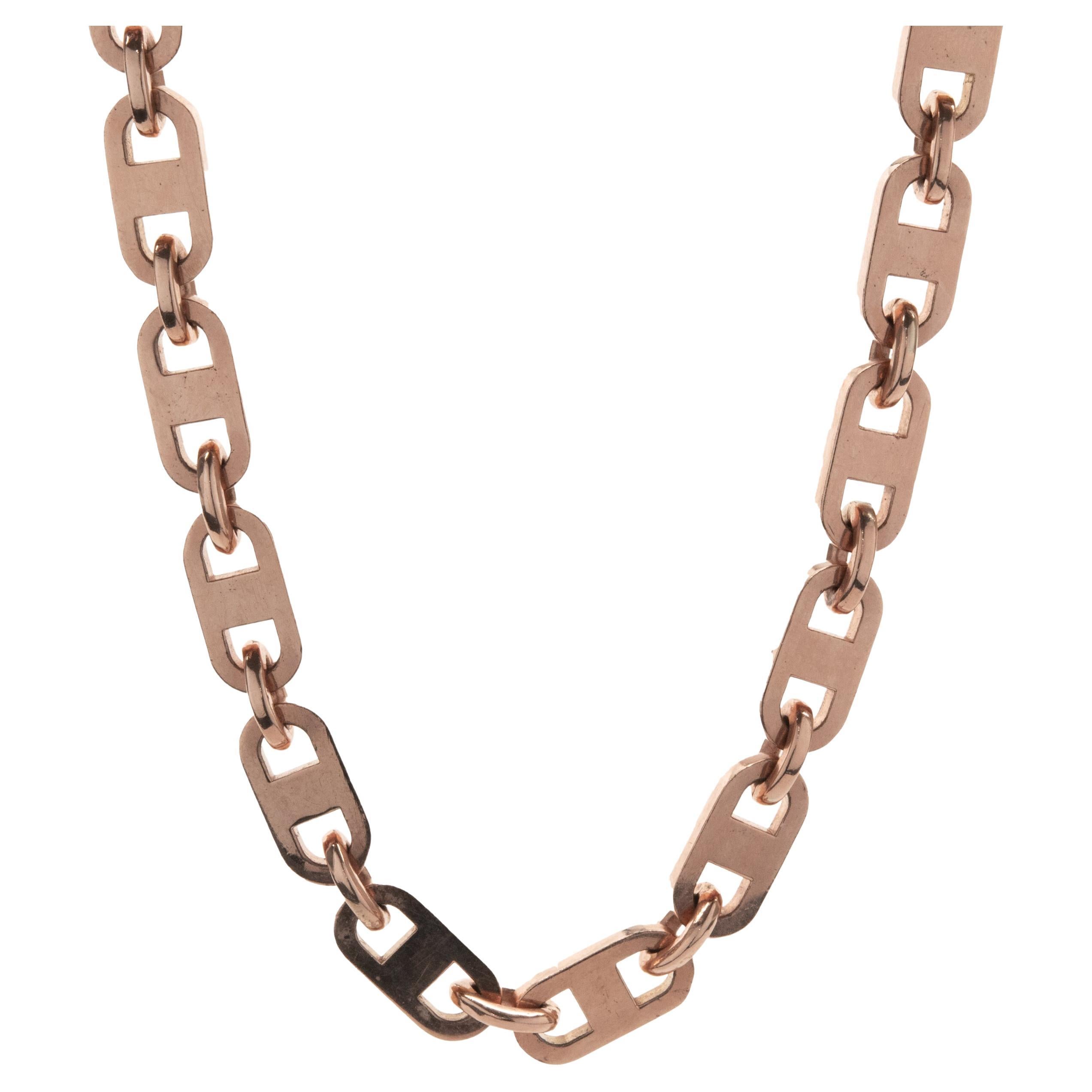 14 Karat Rose Gold Square Gucci Link Chain Necklace