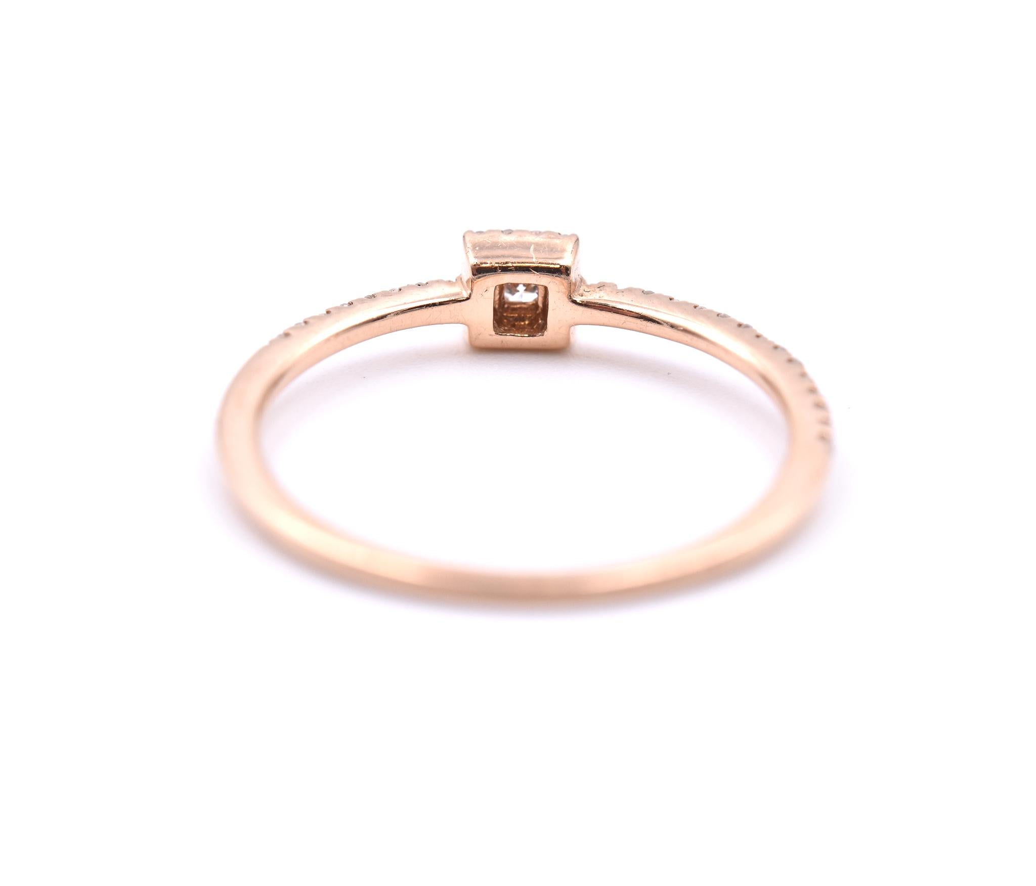 Round Cut 14 Karat Rose Gold Stackable Diamond Fashion Ring