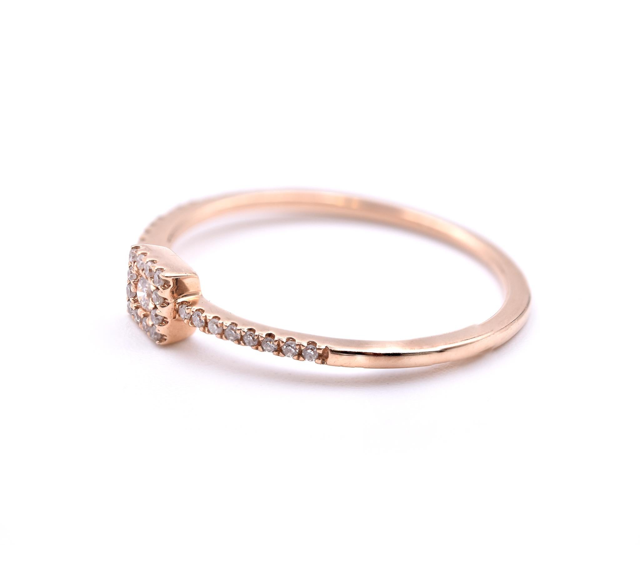 14 Karat Rose Gold Stackable Diamond Fashion Ring In Excellent Condition In Scottsdale, AZ