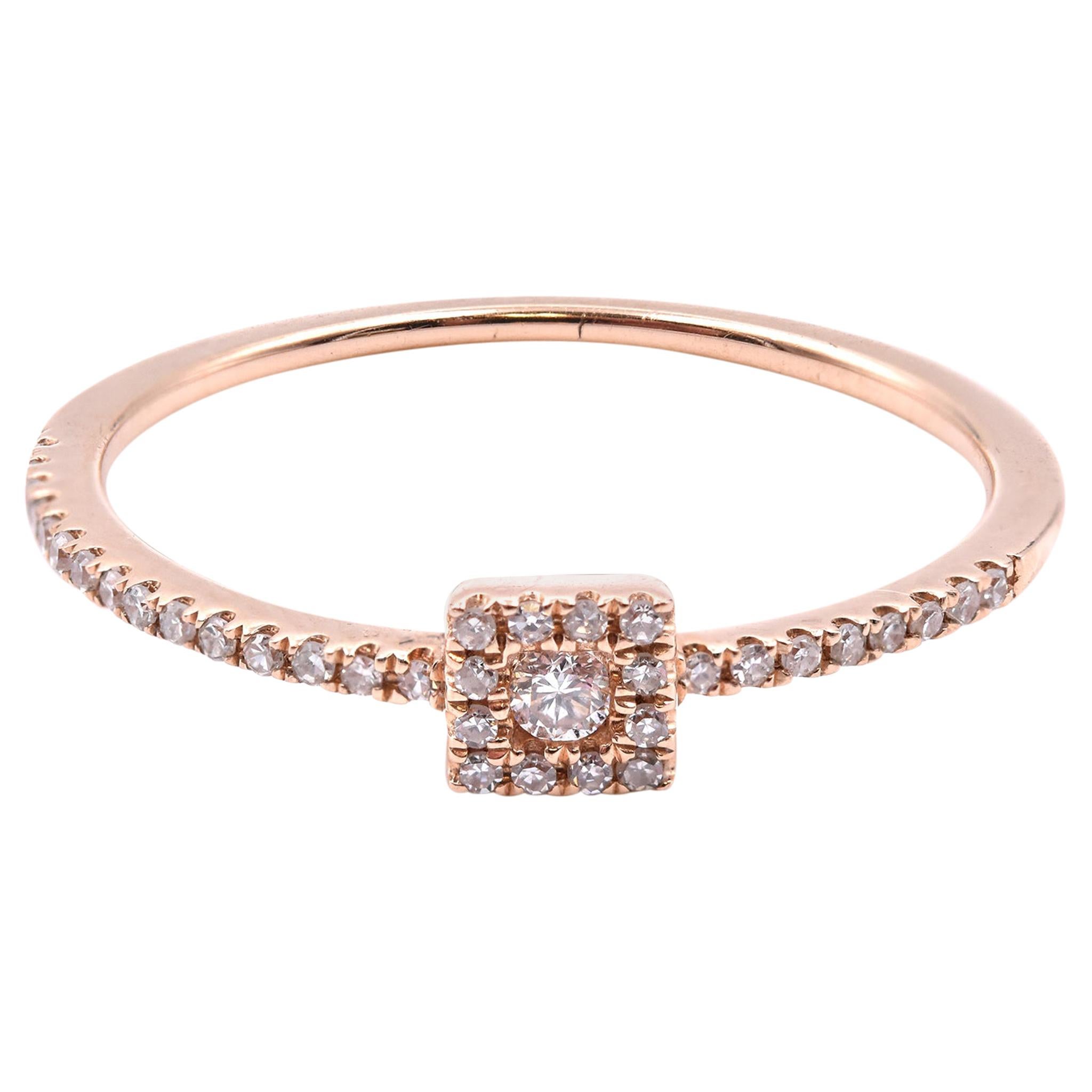 14 Karat Rose Gold Stackable Diamond Fashion Ring