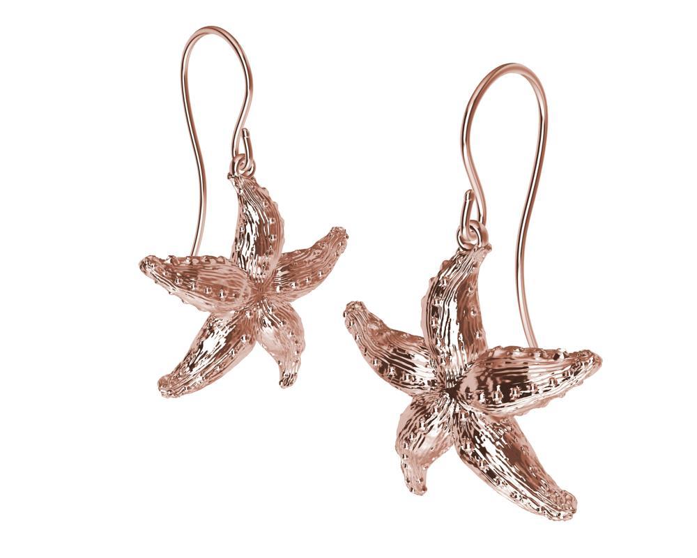 14 Karat Rose Gold Starfish  Earrings, The Ocean Series.  Time to get the beach gear. Summer or winter depending where you live, for the beach lovers, scuba divers and the snorkeling lovers. 
I love textures and the starfish has plenty. 
These stars