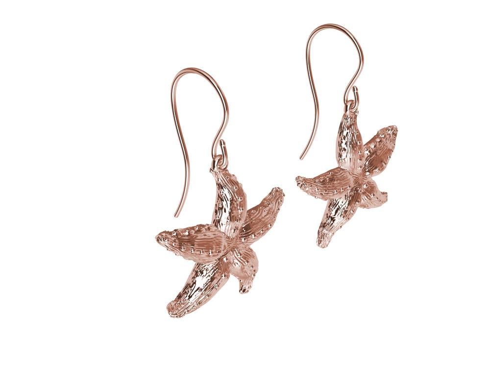 Contemporain Boucles d'oreilles étoile de mer en or rose 14 carats en vente