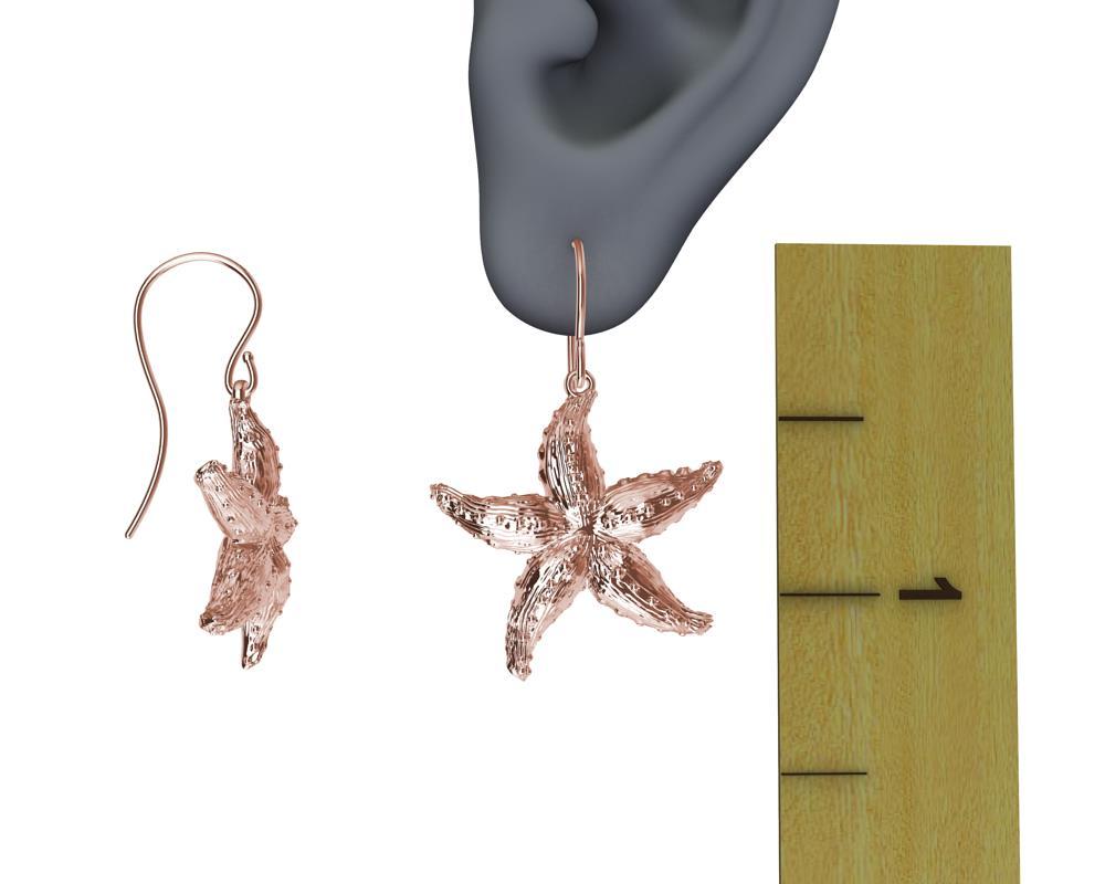 Contemporary 14 Karat Rose Gold Starfish Earrings For Sale