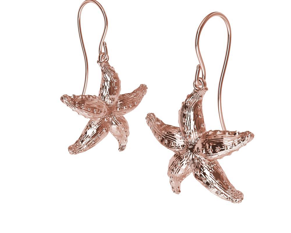 Boucles d'oreilles étoile de mer en or rose 14 carats Pour femmes en vente