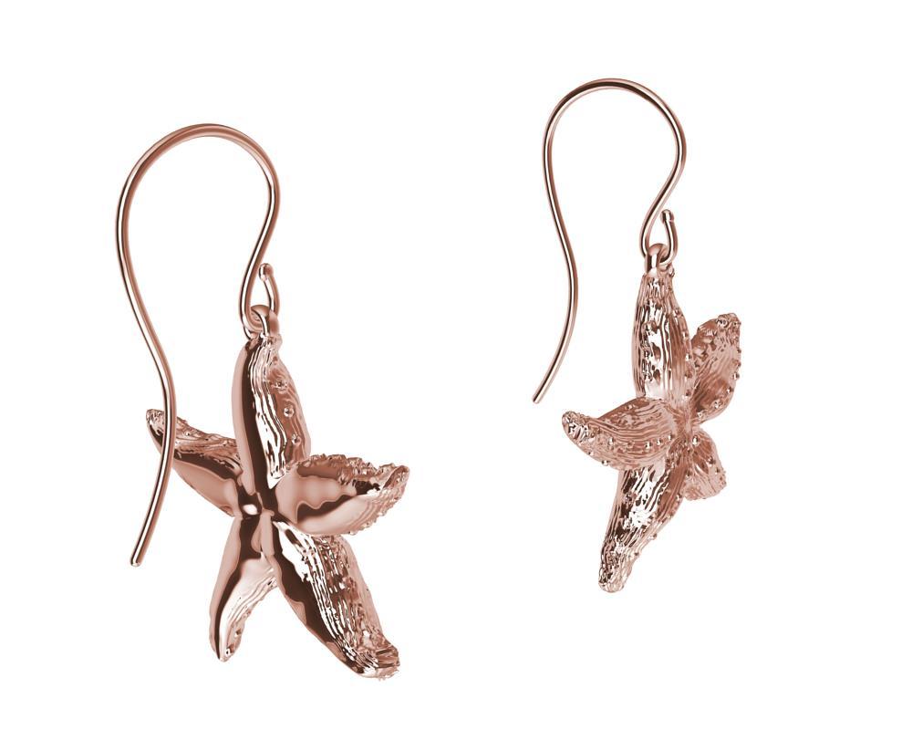 Women's 14 Karat Rose Gold Starfish Earrings For Sale