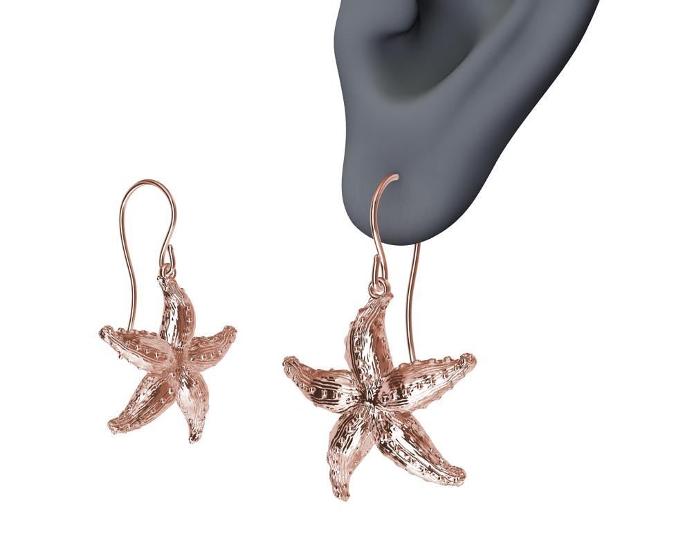 14 Karat Rose Gold Starfish Earrings For Sale 2