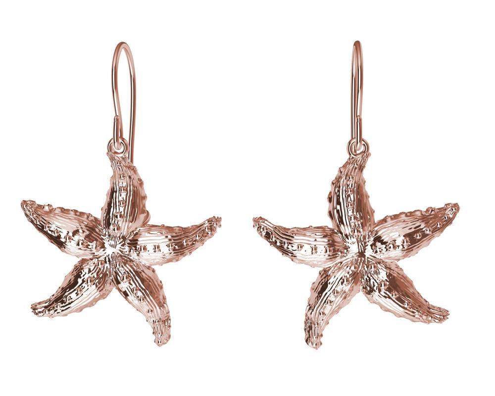 14 Karat Rose Gold Starfish Earrings For Sale 3