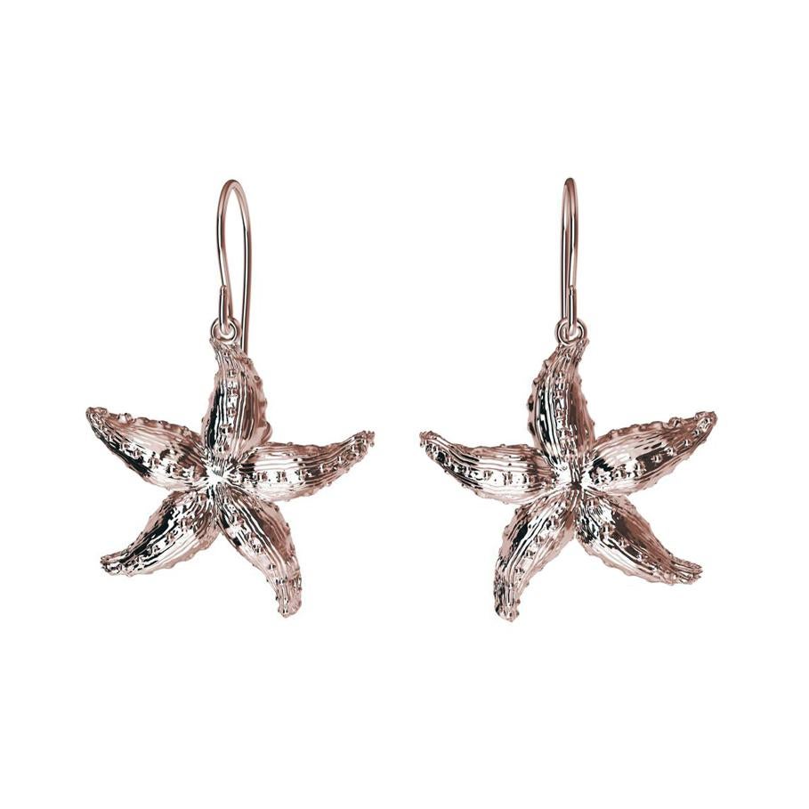 14 Karat Rose Gold Starfish Earrings For Sale