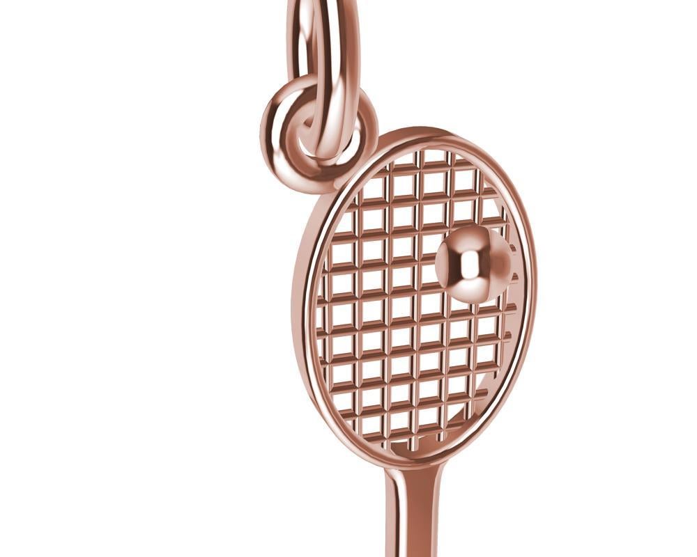 14 Karat Pink Gold Tennis Racket Charm, Summer is here. Get back into the swing of things. So much Love to go around on and off the courts.  Gift yourself for the fabulous sport of tennis. Or someone else.The sweat is worth it.  I am back on the