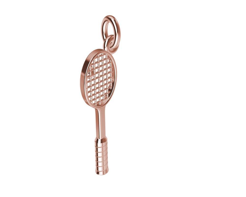 Contemporary 14 Karat Rose Gold Tennis Racket Charm For Sale