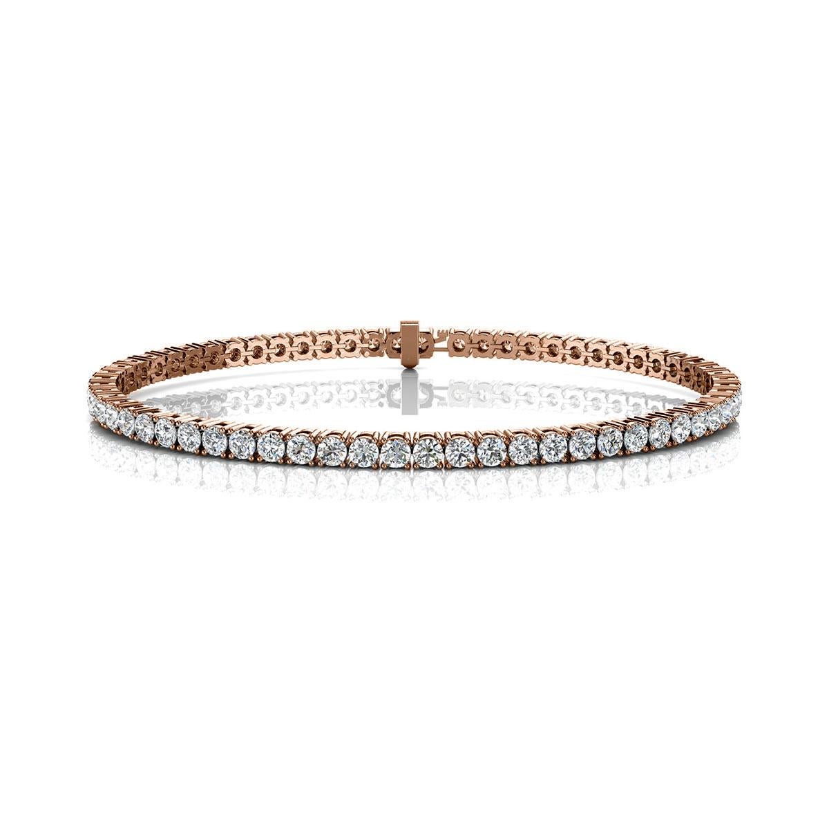 A timeless three prongs diamonds tennis bracelet. Experience the Difference!

Product details: 

Center Gemstone Type: NATURAL DIAMOND
Center Gemstone Color: WHITE
Center Gemstone Shape: ROUND
Center Diamond Carat Weight: 2
Metal: 14K Rose