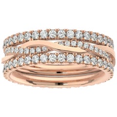 14 Karat Rose Gold Tulip Stackable Twisted Vine Leaf Eternity Ring '1 1/4 Carat'