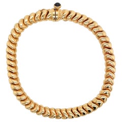 Pulsera de eslabones en forma de "V" de oro rosa de 14 quilates 21,5 gramos Fabricada en Italia