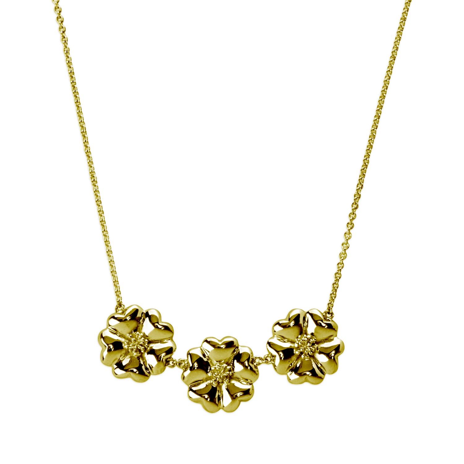 Designed in NYC

24k Rose Gold Vermeil 123 Large Blossom Necklace. No matter the season, allow natural beauty to surround you wherever you go. 123 large blossom necklace: 

	Sterling silver chain and blossoms in 24k rose gold vermeil 
	High-polish