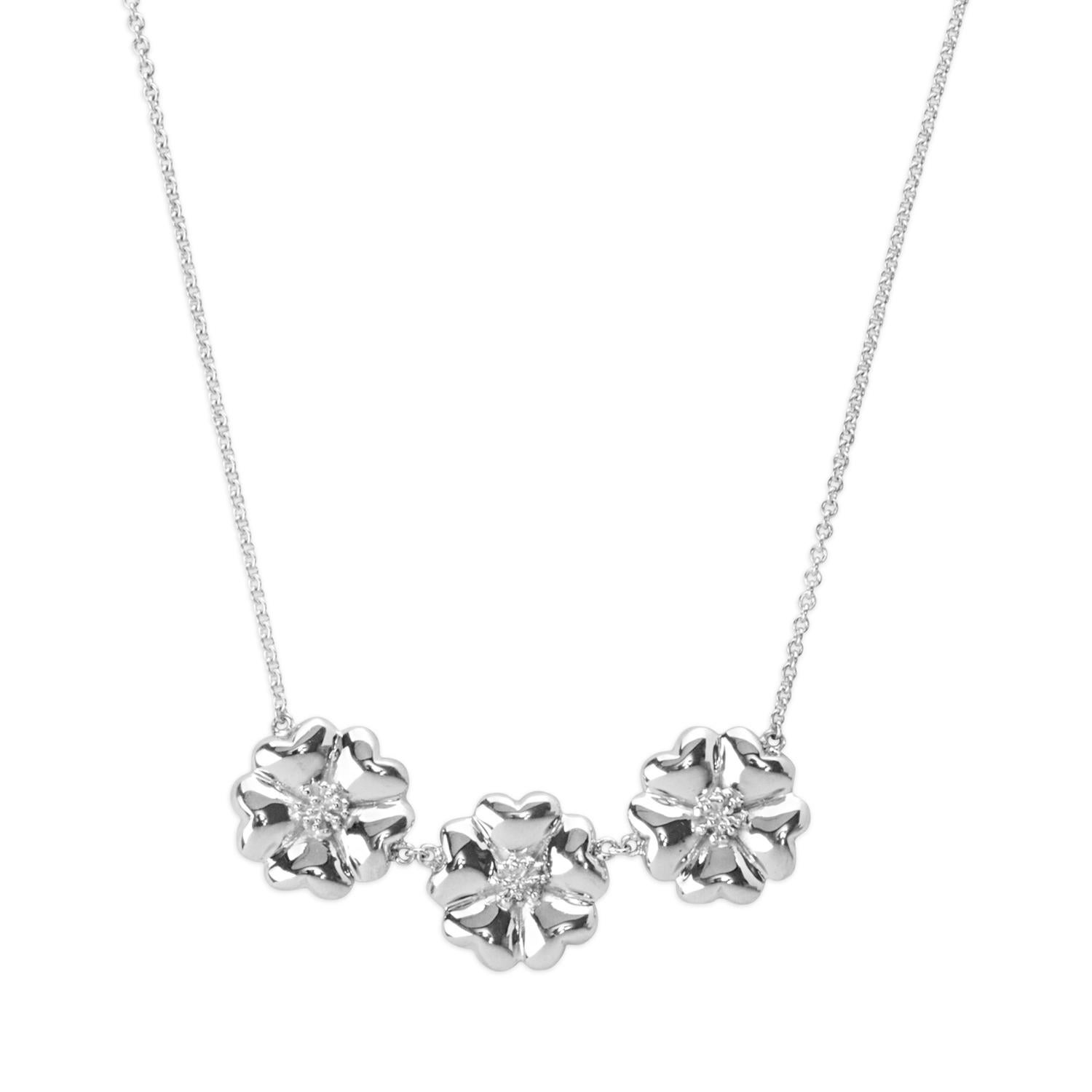 Trillion Cut 14 Karat Rose Gold Vermeil 123 Small Blossom Necklace For Sale