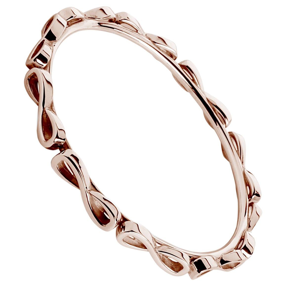 24 Karat Rose Gold Vermeil Infinity Wraparound Bangle Bracelet For Sale