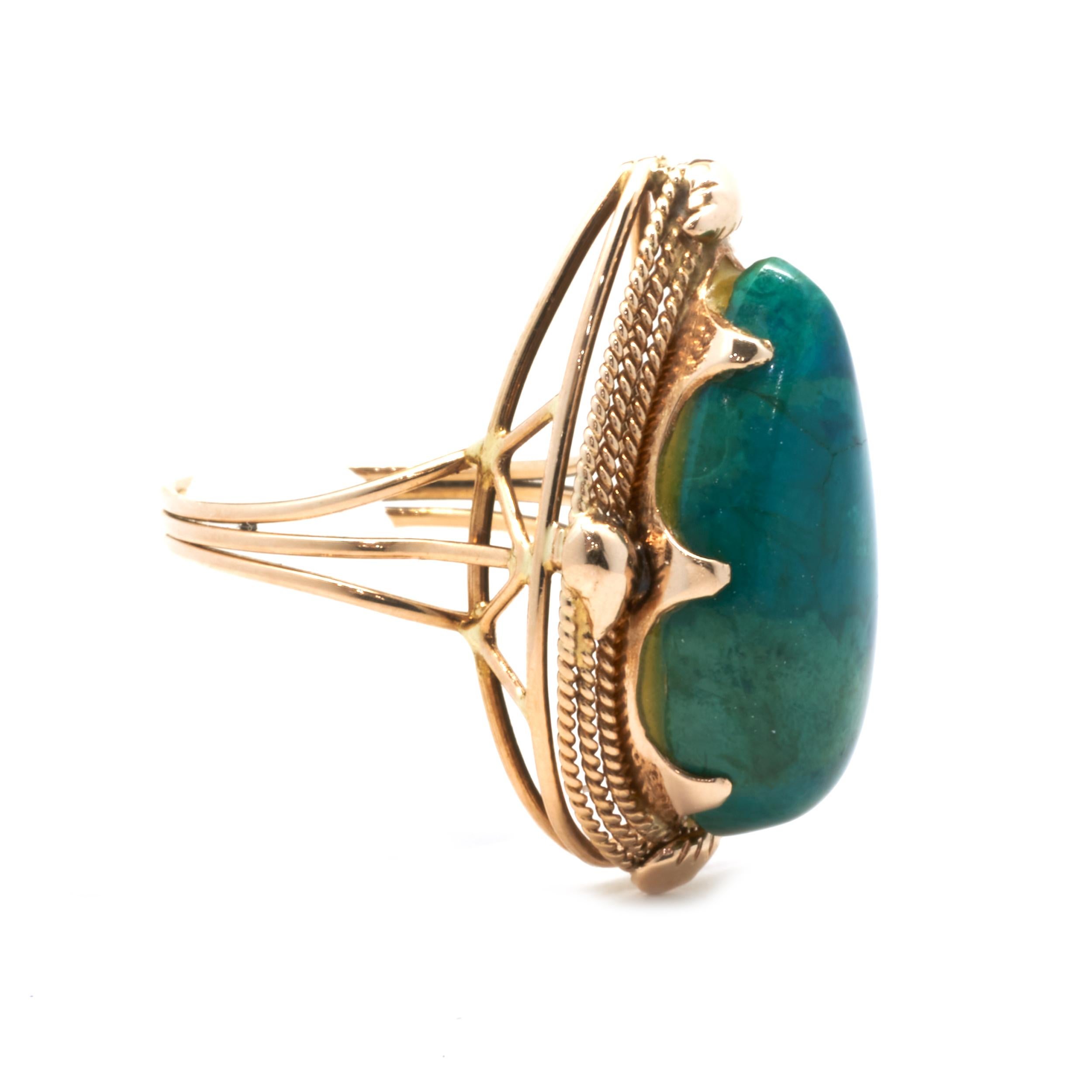 14 Karat Rose Gold Vintage Turquoise Ring In Excellent Condition For Sale In Scottsdale, AZ