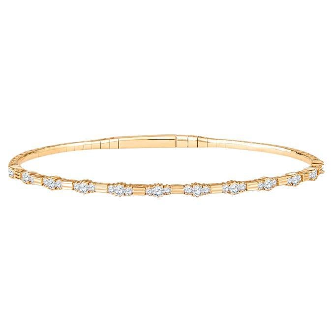 14 Karat Rose Gold w/ 0.76 Carat Total Weight Diamond Bangle Bracelet For Sale