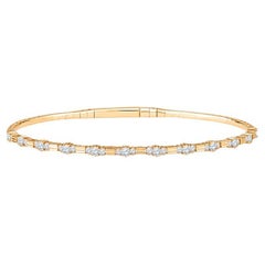 Bracelet jonc en or rose 14 carats avec diamants de 0,76 carat de poids total