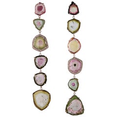 14 Karat Rose Gold Watermelon Tourmaline Drop Earrings