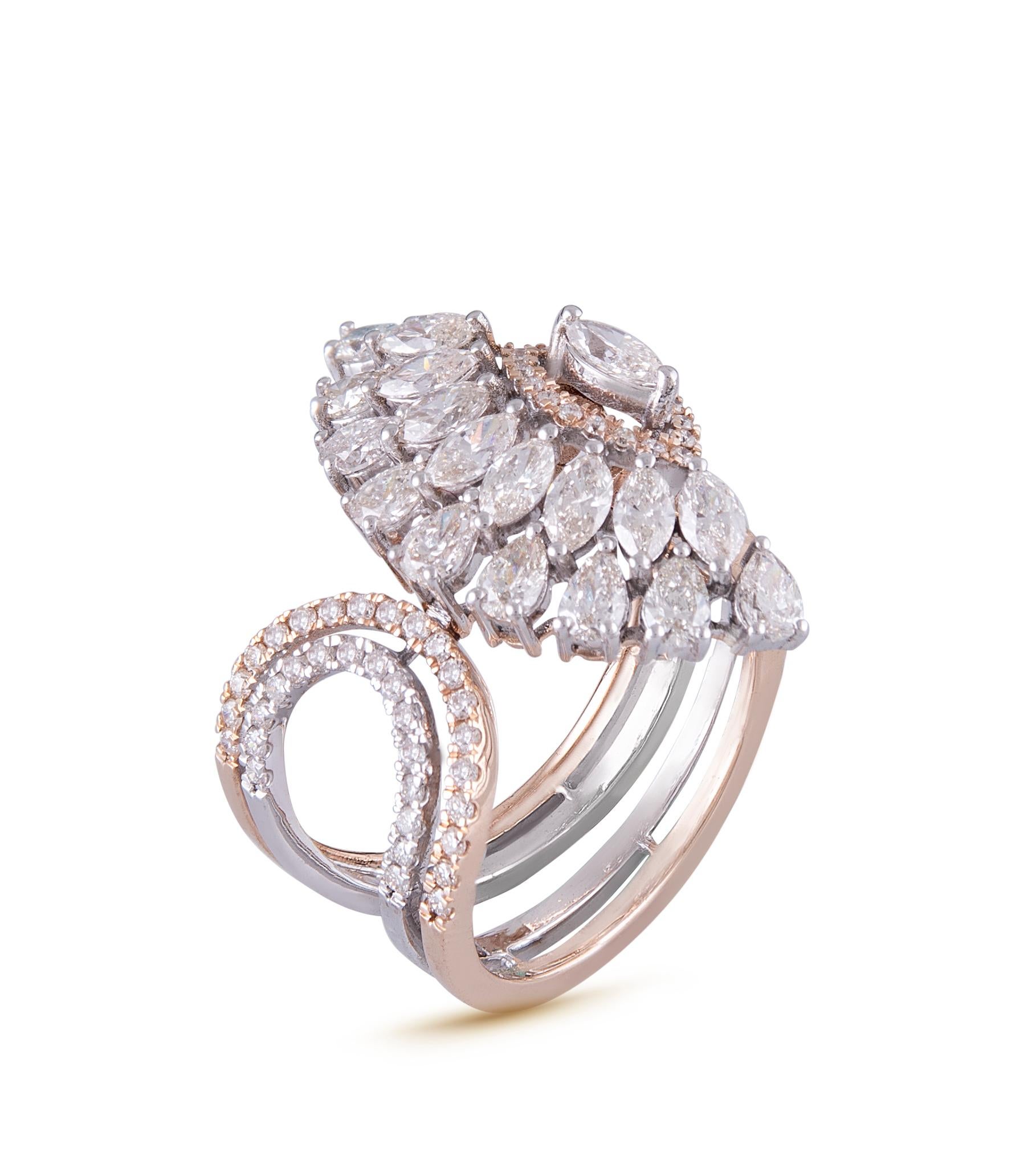 Marquise and Heart Diamond Flower Cocktail Ring 3D model 3D printable |  CGTrader