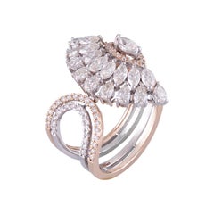 14 Karat Rose Gold White Diamond Cocktail Ring