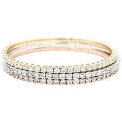 Used 14 Karat Rose Gold, White Gold and Yellow Gold Diamond Bangles Bracelets