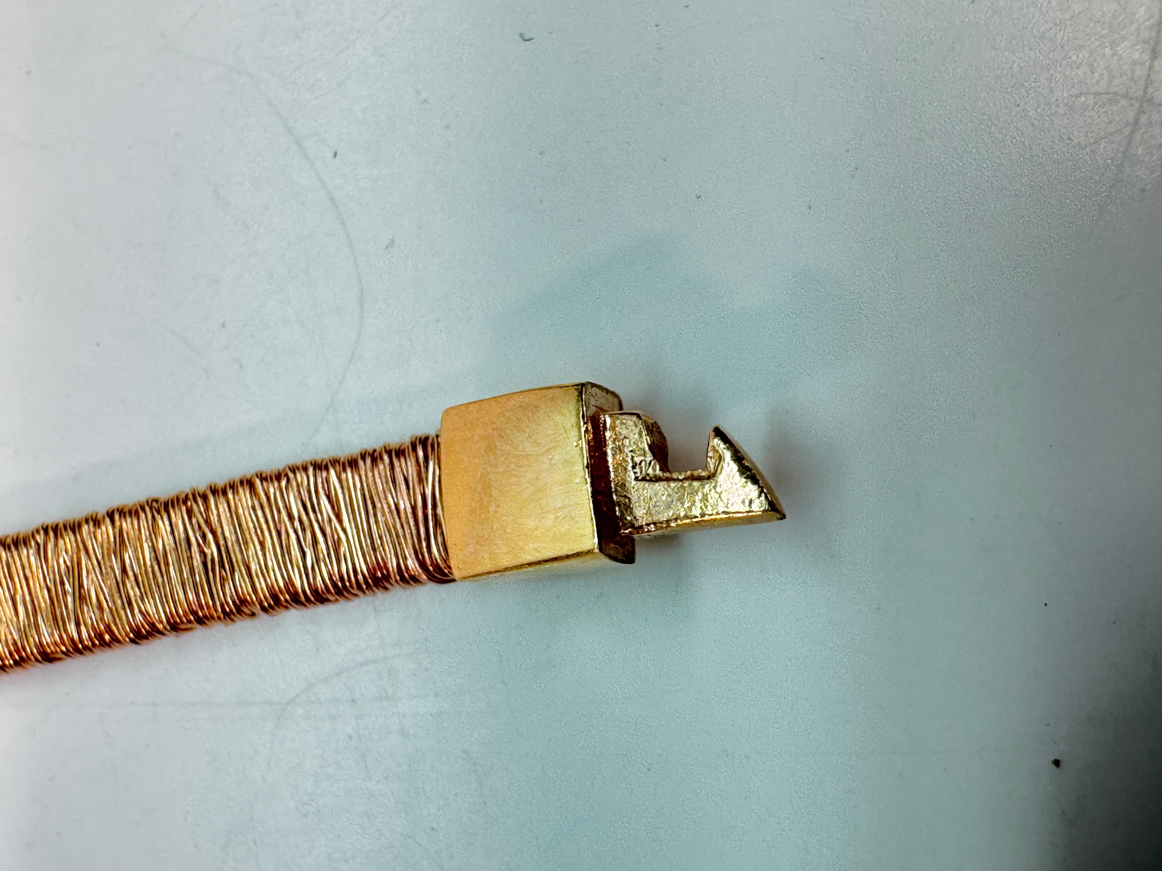 14 Karat Rose Gold Wire Bracelet In Good Condition For Sale In Palm Desert, CA