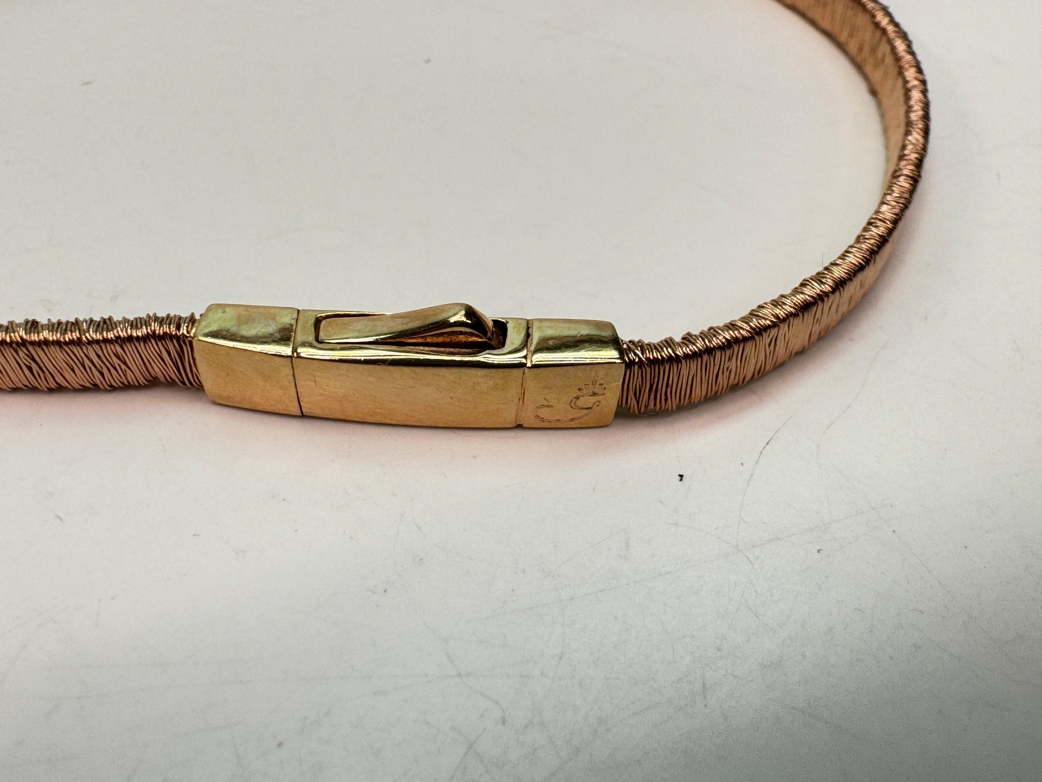 14 Karat Rose Gold Wire Bracelet For Sale 1