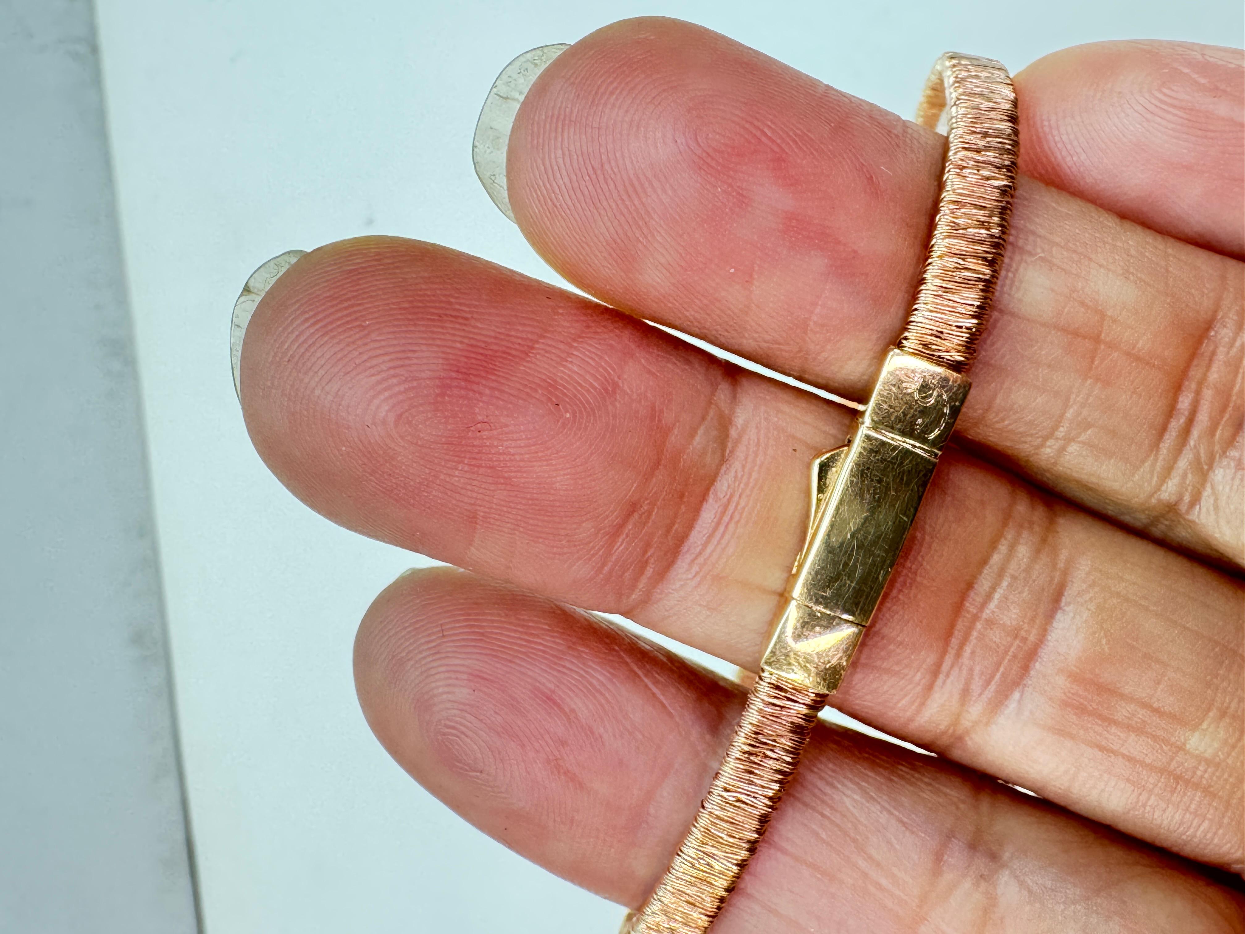 14 Karat Rose Gold Wire Bracelet For Sale 2