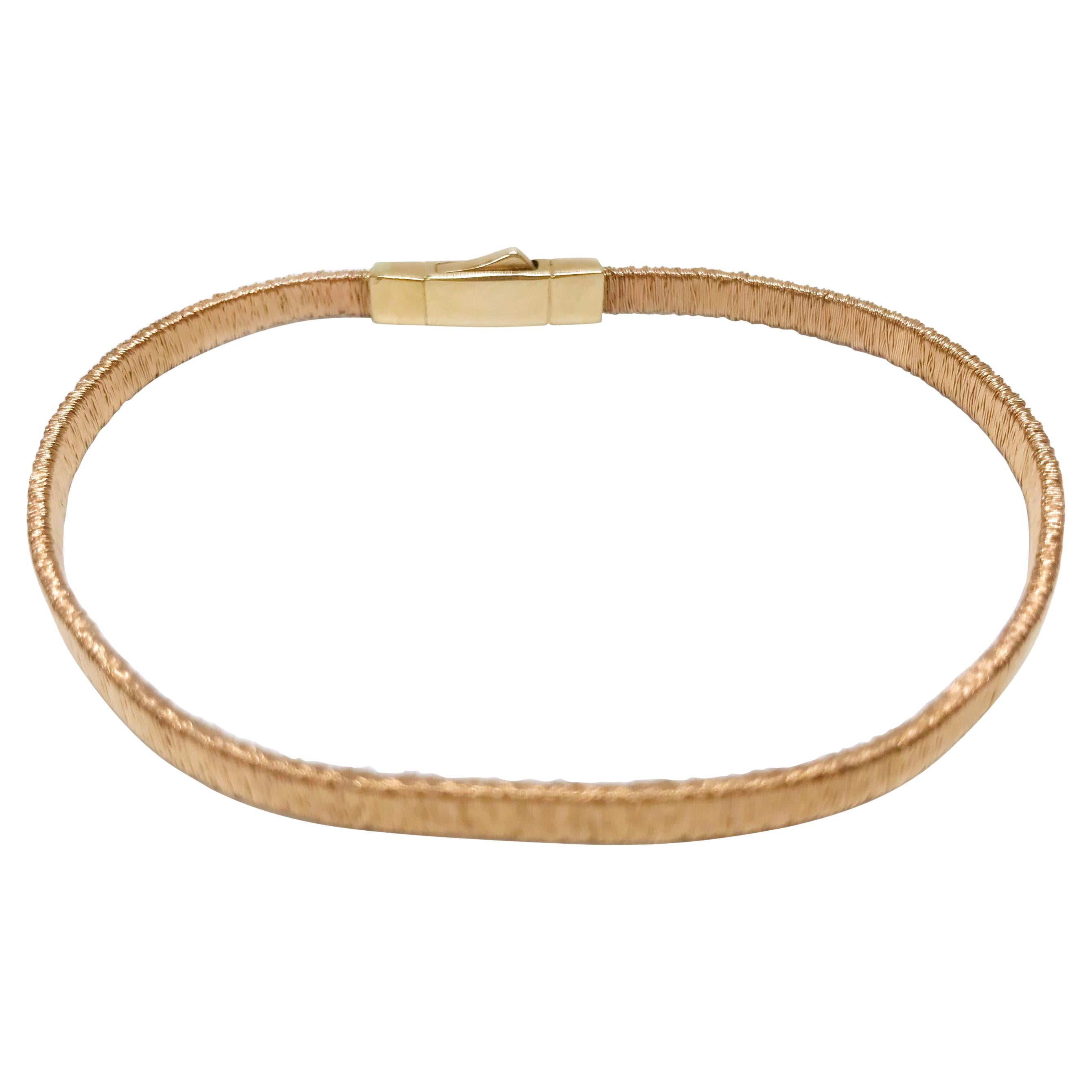14 Karat Rose Gold Wire Bracelet For Sale