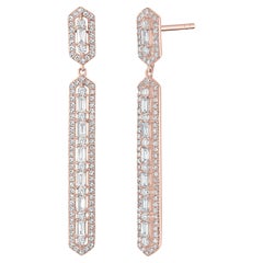 14 Karat Rose Gold with Diamond Linear Drop Earrings