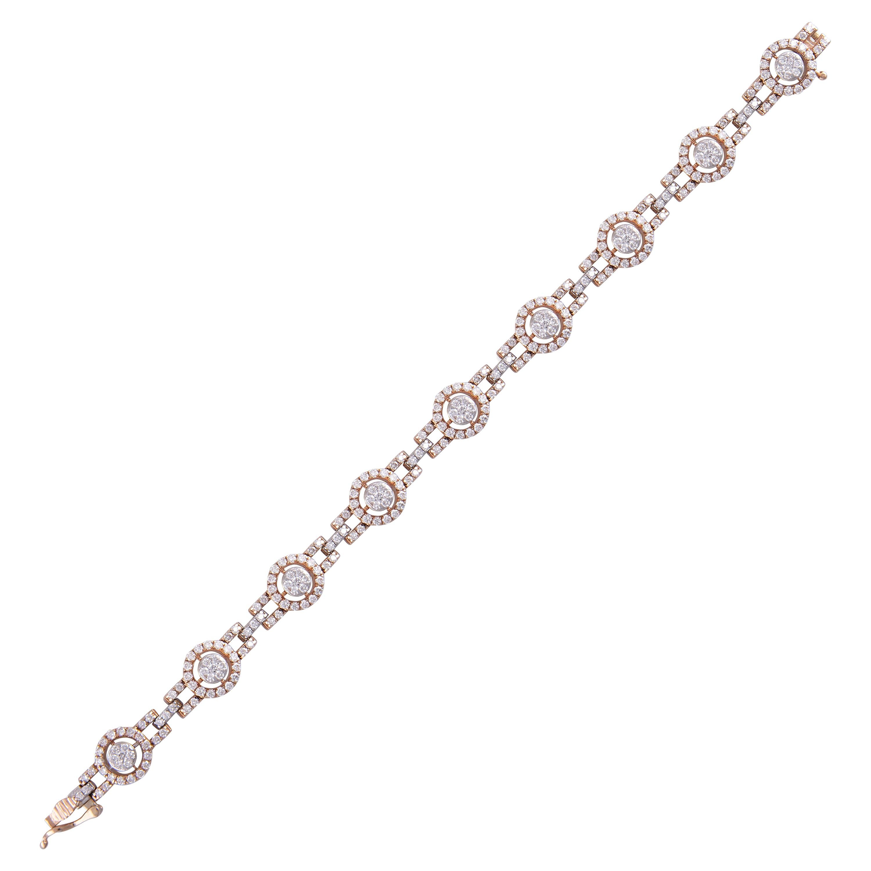 14 Karat Rose White Diamond Tennis Bracelet